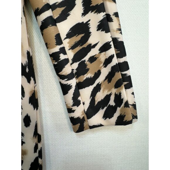 Chelsea & Theodore Womens Leopard Print Scuba Jacket S Brown Black - Picture 9 of 13